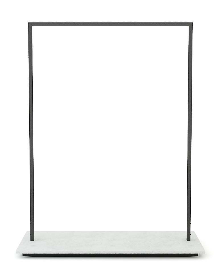 Portant métal brut avec socle blanc mat - 2 hauteurs