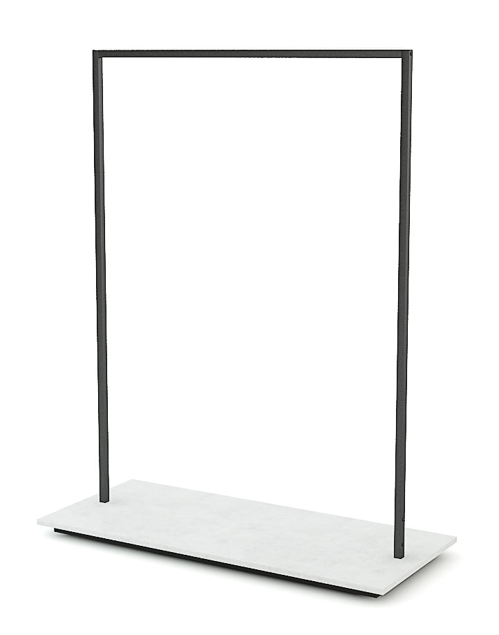 Portant métal brut avec socle blanc mat - 2 hauteurs