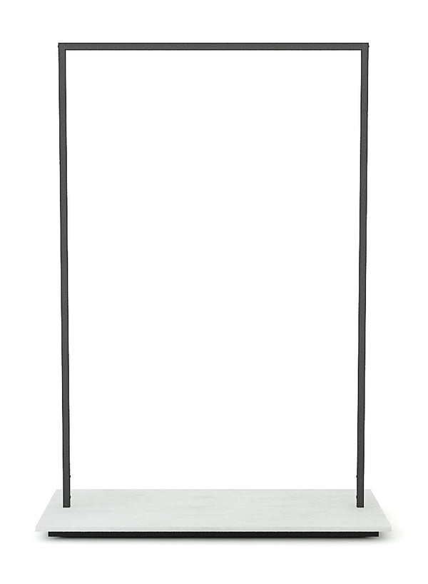 Portant métal brut avec socle blanc mat - 2 hauteurs