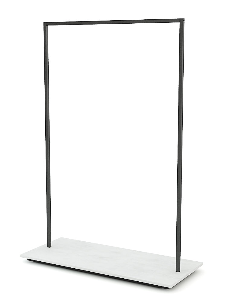 Portant métal brut avec socle blanc mat - 2 hauteurs