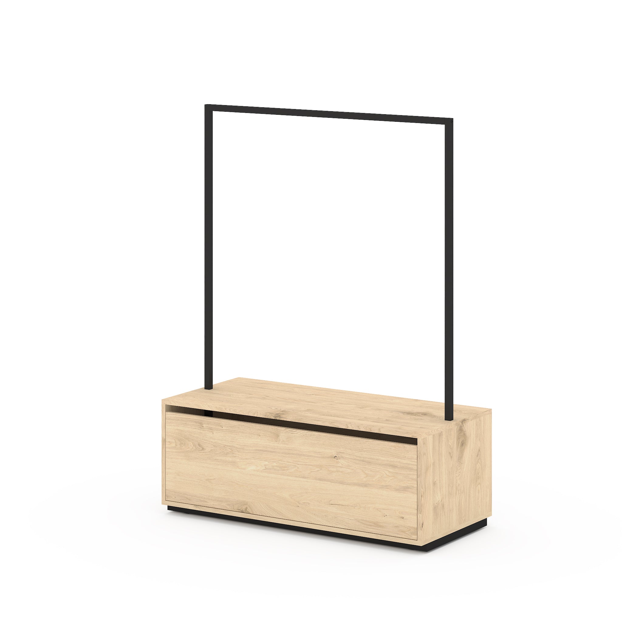 Portant vêtements H160m en métal avec caisson à tiroir mélaminé - personnalisables