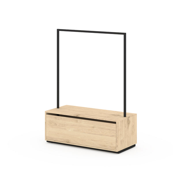 Portant vêtements H160m en métal avec caisson à tiroir mélaminé - personnalisables