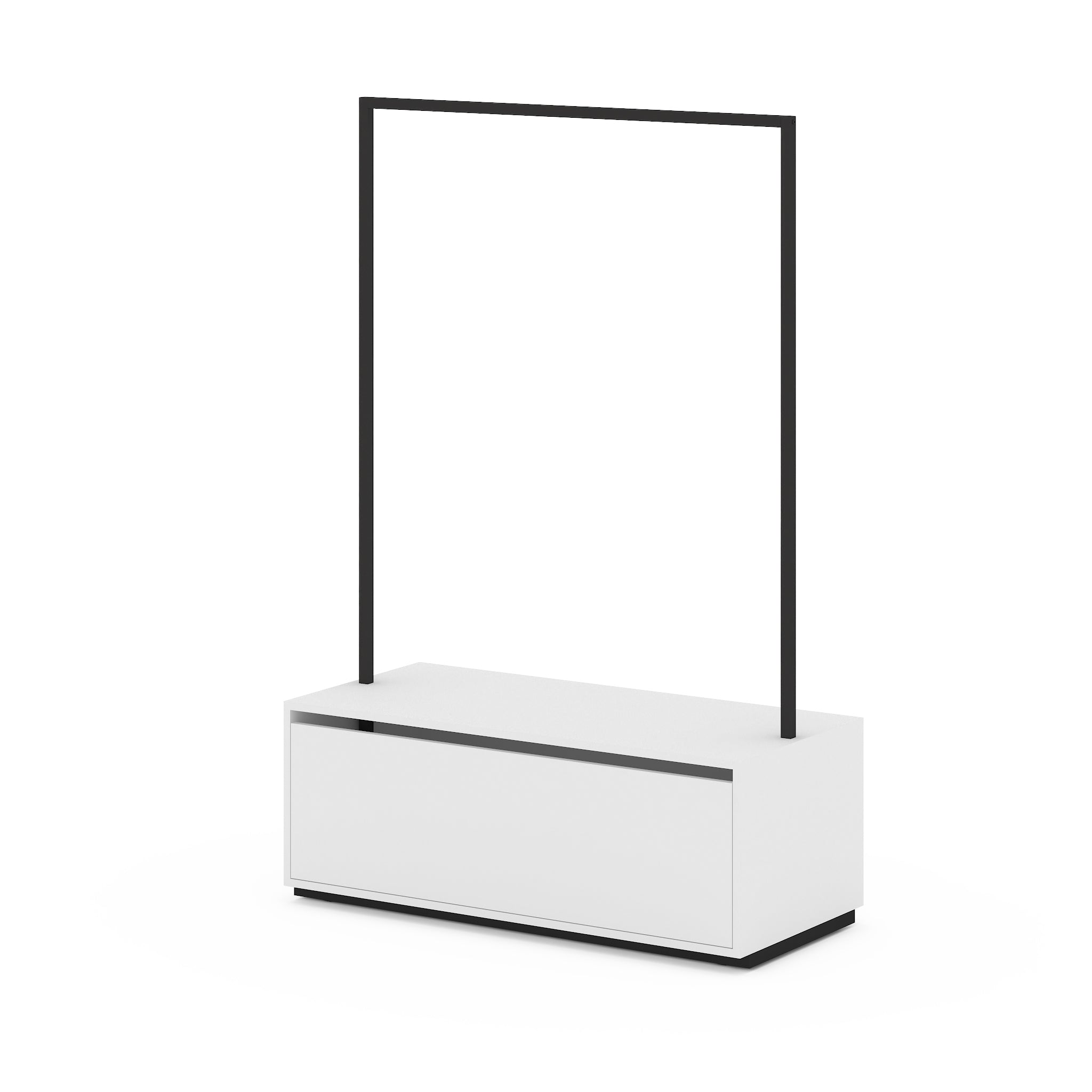 Portant vêtements H180m en métal avec caisson à tiroir mélaminé - personnalisables