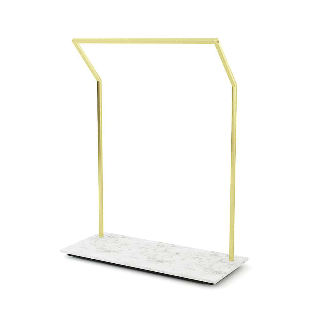 Portant à vêtements incliné H160m en métal avec socle mélaminé - personnalisables