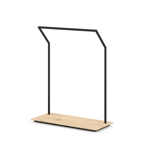 Portant à vêtements incliné H160m en métal avec socle mélaminé - personnalisables