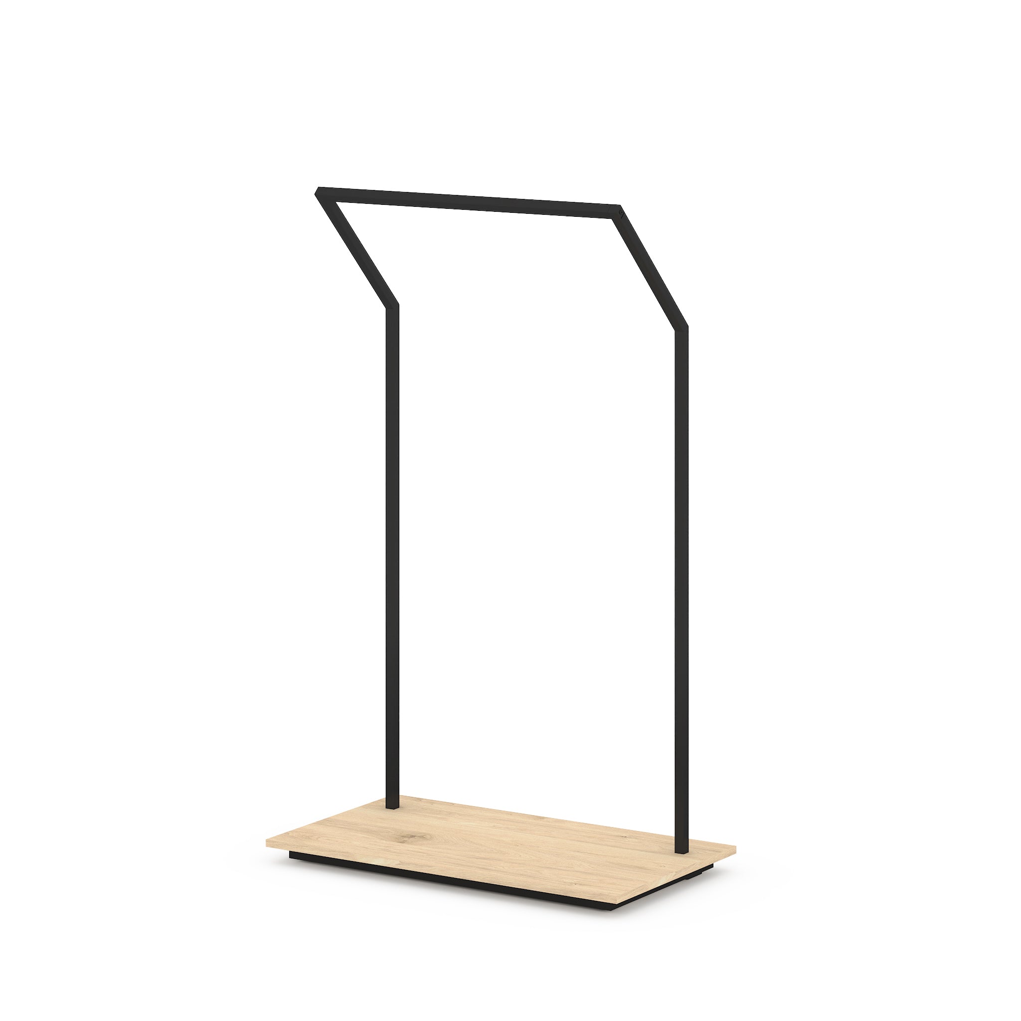 Portant à vêtements incliné H160m en métal avec socle mélaminé - personnalisables