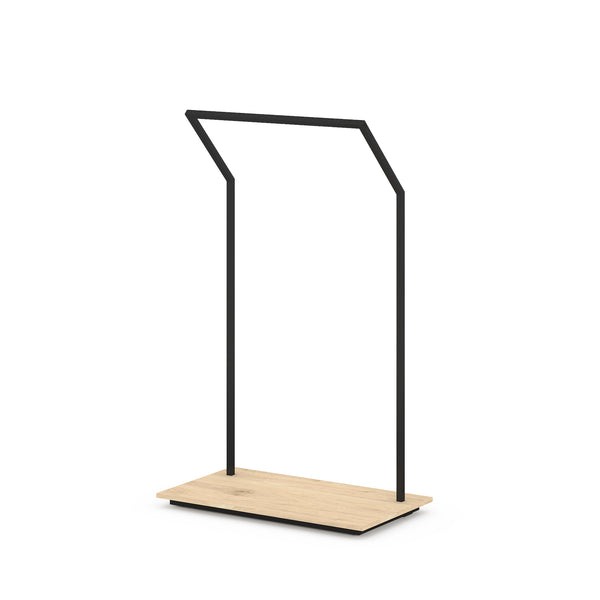 Portant à vêtements incliné H160m en métal avec socle mélaminé - personnalisables