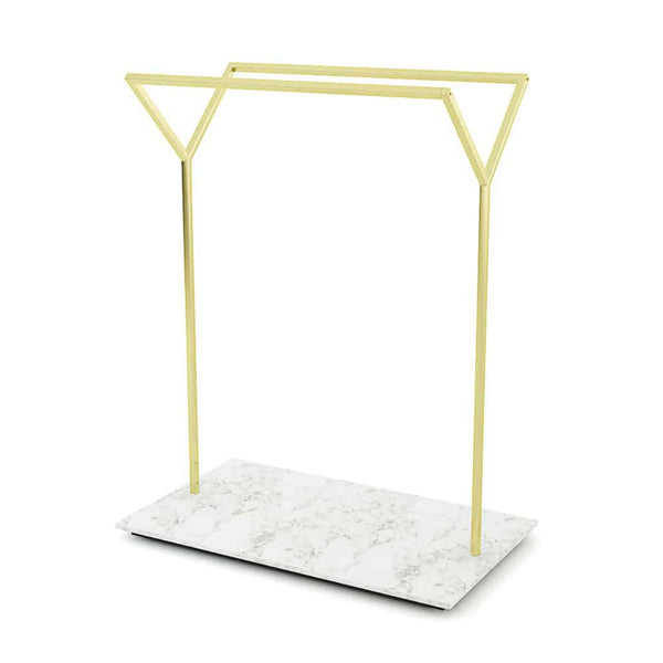 Portant à vêtements double H160m en métal avec socle mélaminé - personnalisables