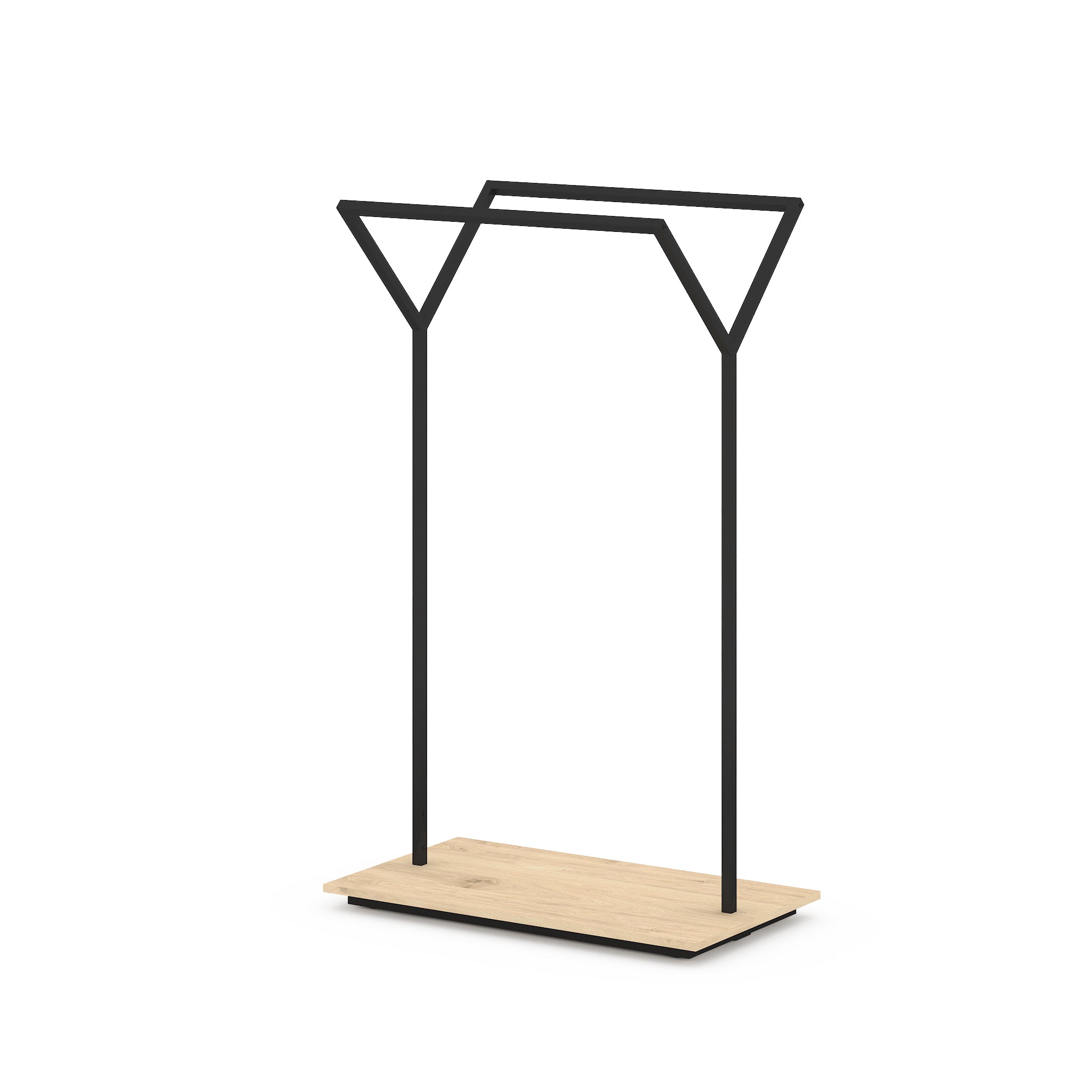 Portant à vêtements double H160m en métal avec socle mélaminé - personnalisables