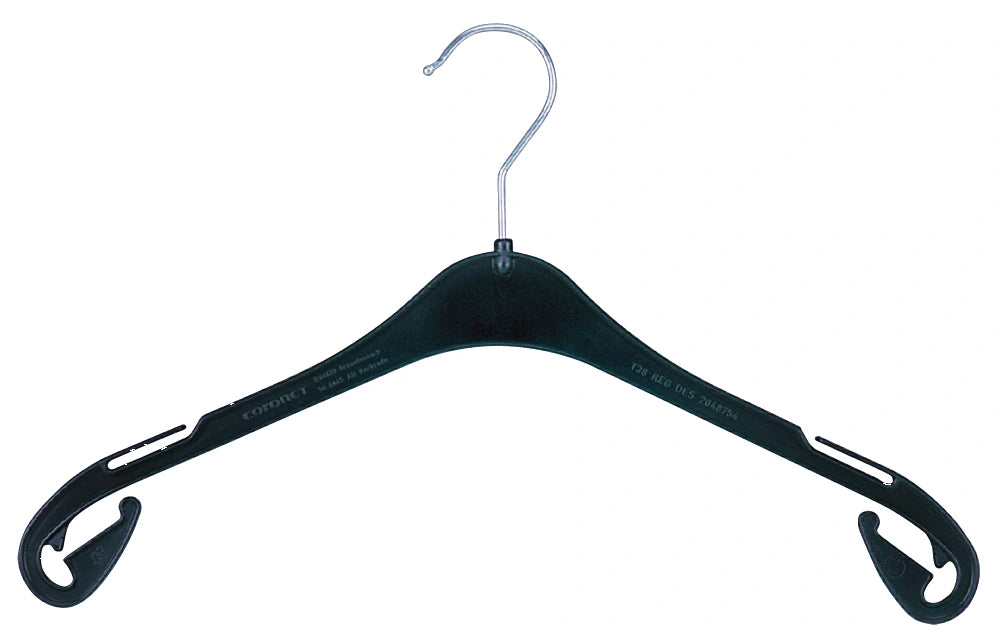 Cintre en plastique recyclé noir disponible de 26 à 47 cm – solide, fin et écologique, idéal pour boutiques de mode