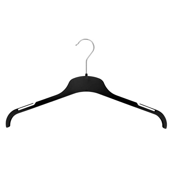 Cintre en plastique recyclé noir – fin, solide et écologique, idéal pour chemises et vêtements de boutique