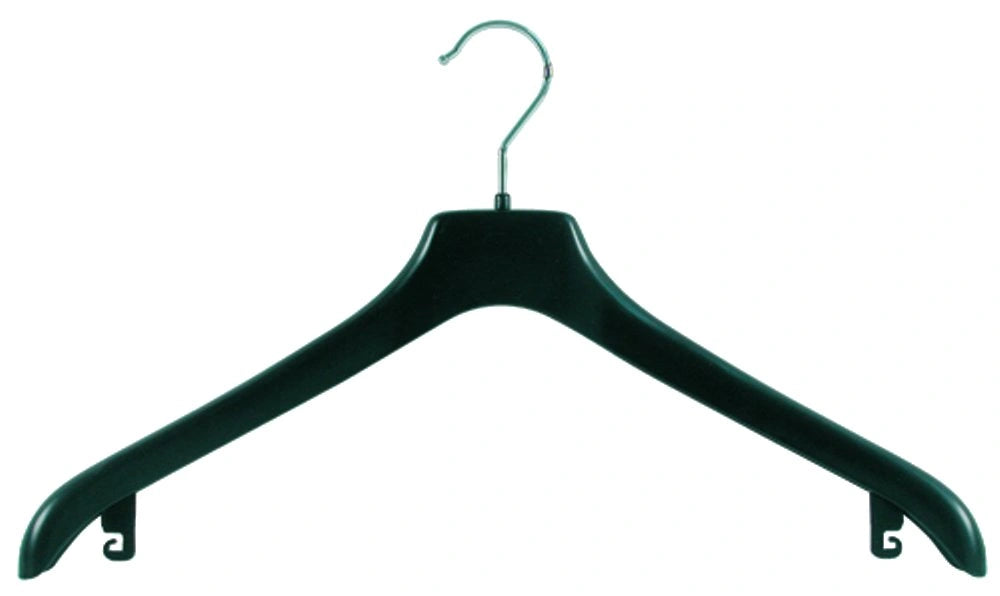 Cintre plastique recyclé noir largeur 38-44 cm – durable, élégant, idéal pour présentation de vêtements en boutique