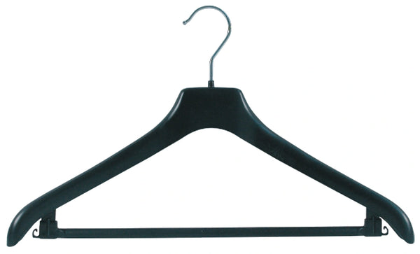 Cintre plastique recyclé noir 38-49 cm profil BodyForm antiglisse – pour vêtements suspendus en boutique