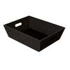 Grande corbeille de présentation noire en carton rigide, parfaite pour coffrets gourmands et paniers garnis