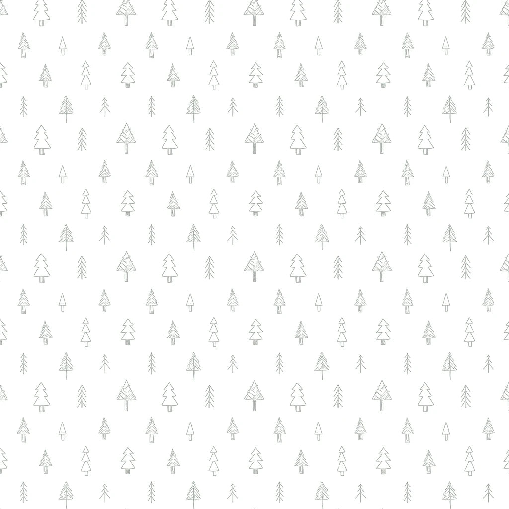 Rouleau papier cadeau de Noël, mini sapin gris, largeur 0,7 m et longueur 100 m, motifs festifs variés, idéal pour emballages cadeaux professionnels en période de fêtes.