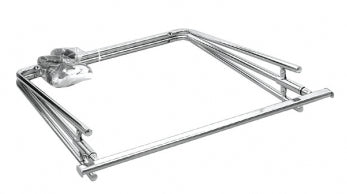 Portant pliable et réglable L85 cm – structure chromée avec roulettes Ø8 cm, hauteur ajustable pour représentants commerciaux et showrooms