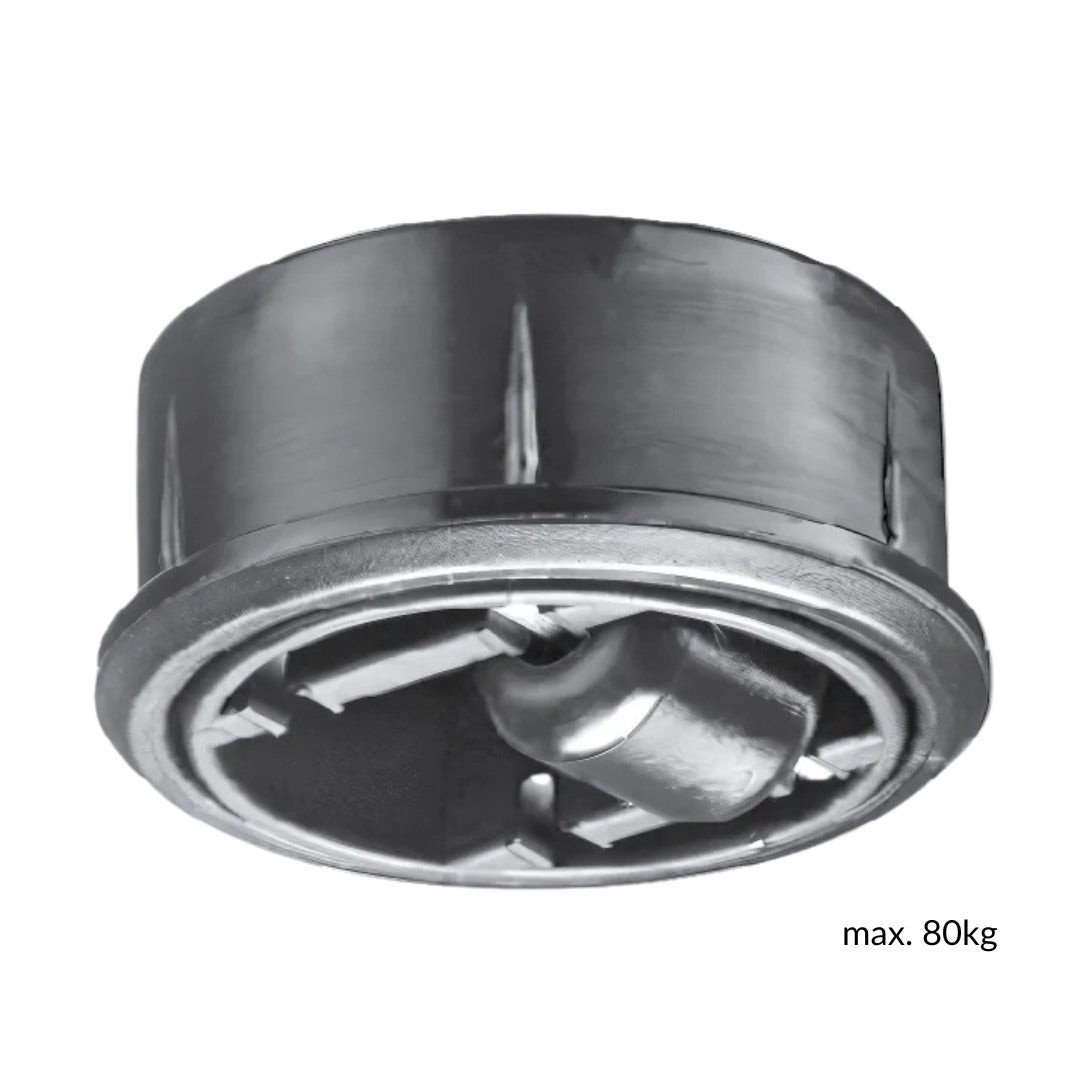 Roulette encastrable, capacité de charge jusqu’à 80 kg, adaptée aux meubles et présentoirs