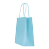 Sac papier kraft bleu glacier poignées torsadées 26×34 cm – 100 % recyclable et apte au contact alimentaire – fabrication européenne