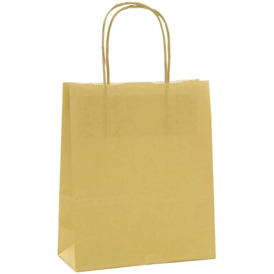 Sac papier kraft or poignées torsadées 26×34 cm – 100 % recyclable et apte au contact alimentaire – fabrication européenne