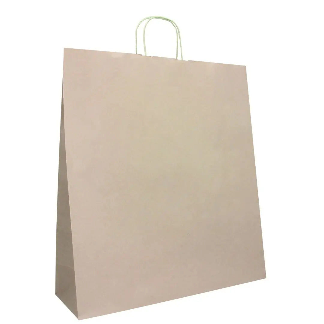 Sac papier kraft sable poignées torsadées 26×34 cm – 100 % recyclable et apte au contact alimentaire – fabrication européenne