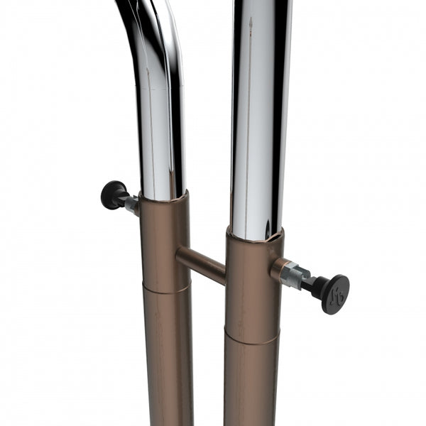 Portant à double barre réglable en hauteur – tube rond Ø35 mm chromé, robuste et mobile pour magasins et showrooms