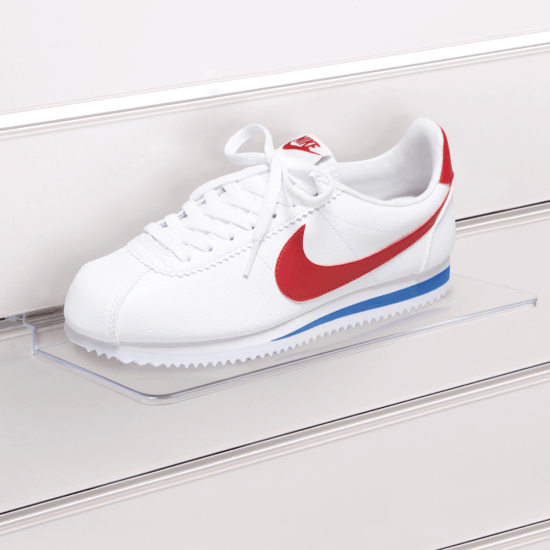 Tablette transparente à chaussure pour panneaux rainurés - 2 formats