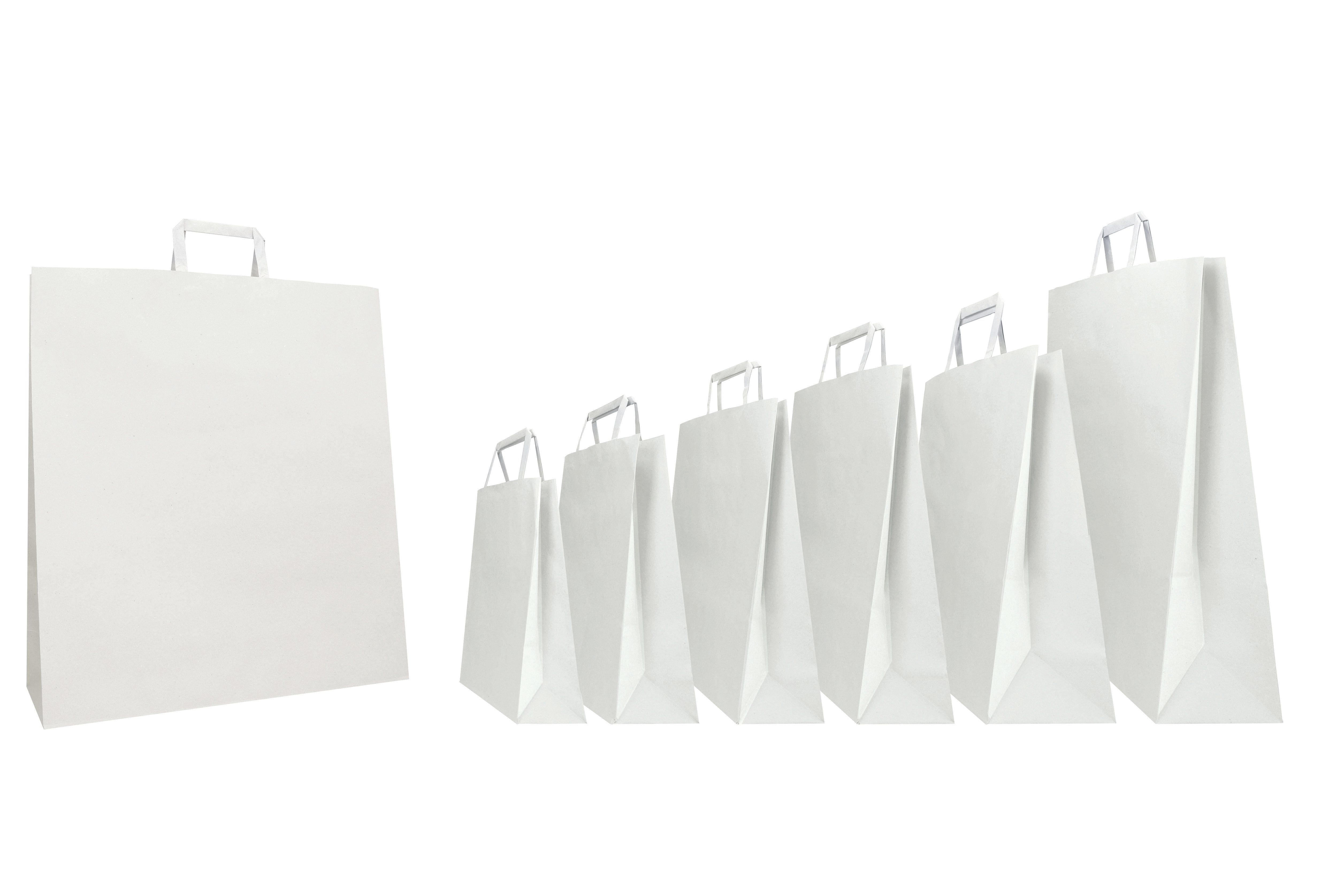 DittaDisplay Shop Systems Sacs papier kraft blanc poignées plates Weiße Kraftpapiertüten mit flachen Griffen White kraft paper bags with flat handles