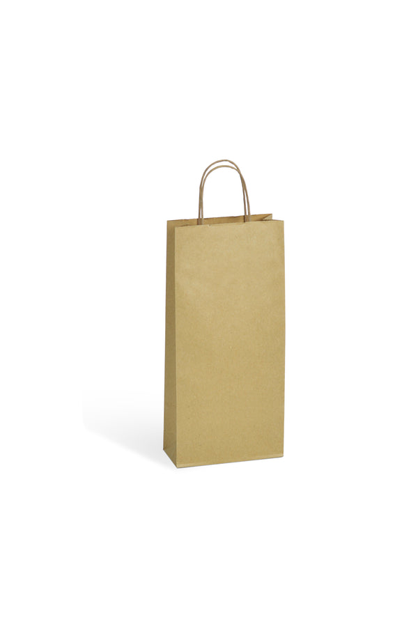 DittaDisplay retail solutions emballages sac bouteilles en matériau papier kraft brun vergé 110gr et poignées torsadées Verpackungen Sack Flaschen in Material Kraftpapier braun grün und gedrehten Griffen packaging bag bottles in brown kraft paper material and twisted handles