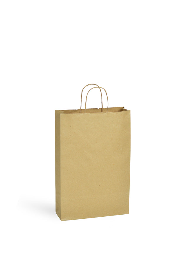 DittaDisplay retail solutions emballages sac bouteilles en matériau papier kraft brun vergé 110gr et poignées torsadées Verpackungen Sack Flaschen in Material Kraftpapier braun grün und gedrehten Griffen packaging bag bottles in brown kraft paper material and twisted handles