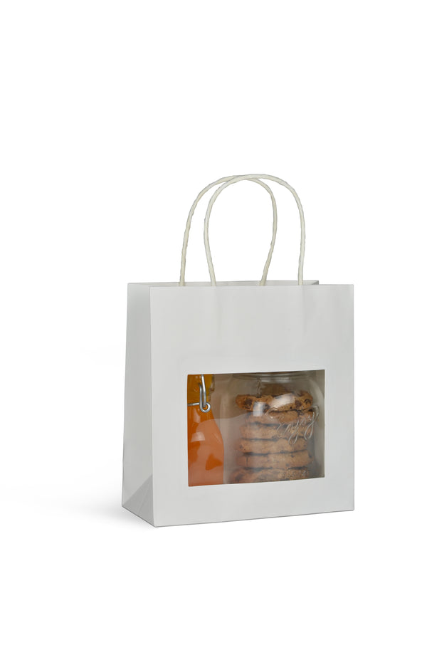 DittaDisplay Retail Solution | Sacs kraft 175gr avec fenêtre poignée torsadée 3 formats 5 couleurs Kraft bags 175gr with window twisted handle 3 sizes 5 colors Kraftbeutel 175gr mit Fensterdrehgriff 3 Größen 5 Farben