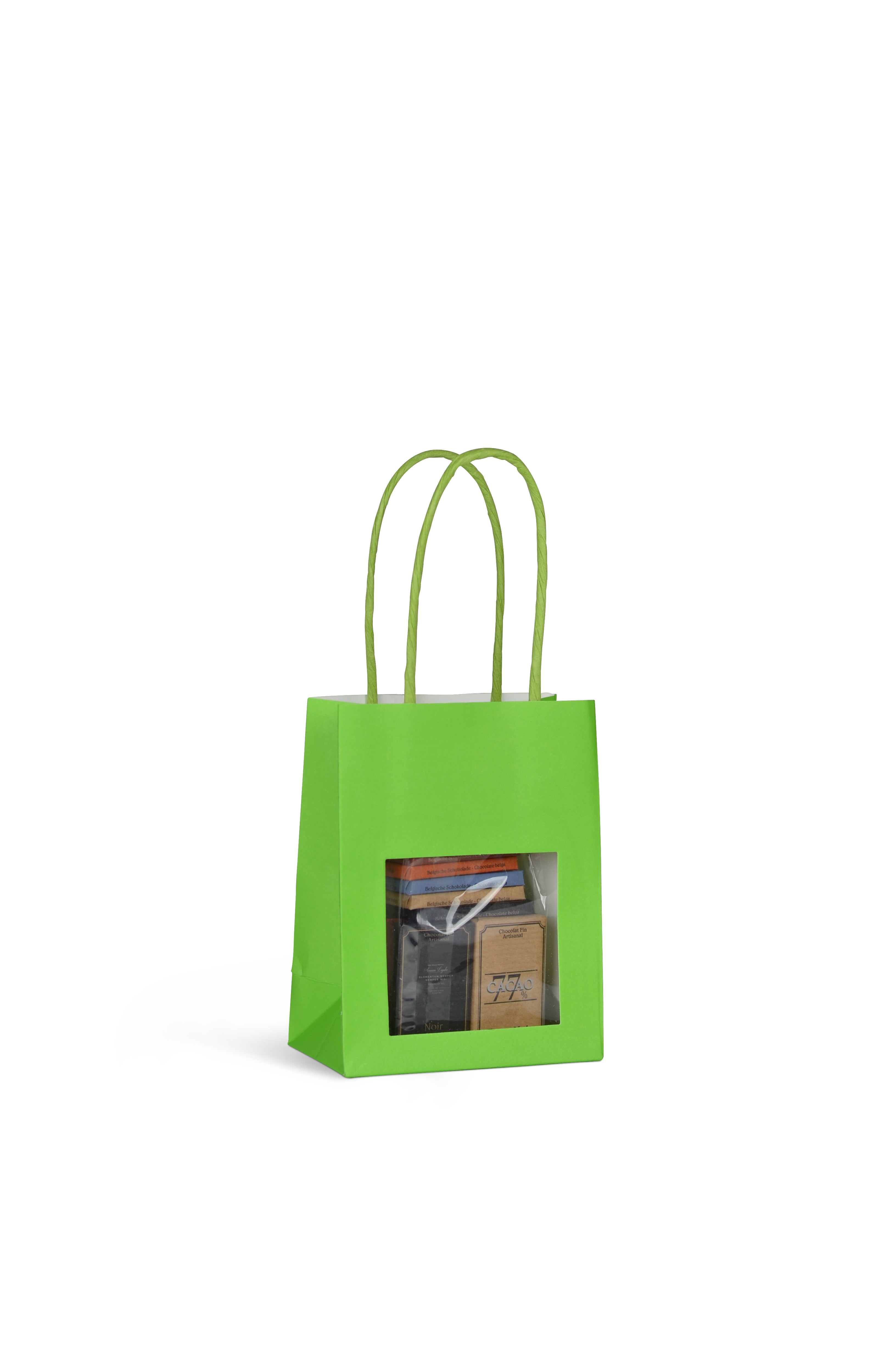 DittaDisplay Retail Solution | Sacs kraft 175gr avec fenêtre poignée torsadée 3 formats 5 couleurs Kraft bags 175gr with window twisted handle 3 sizes 5 colors Kraftbeutel 175gr mit Fensterdrehgriff 3 Größen 5 Farben