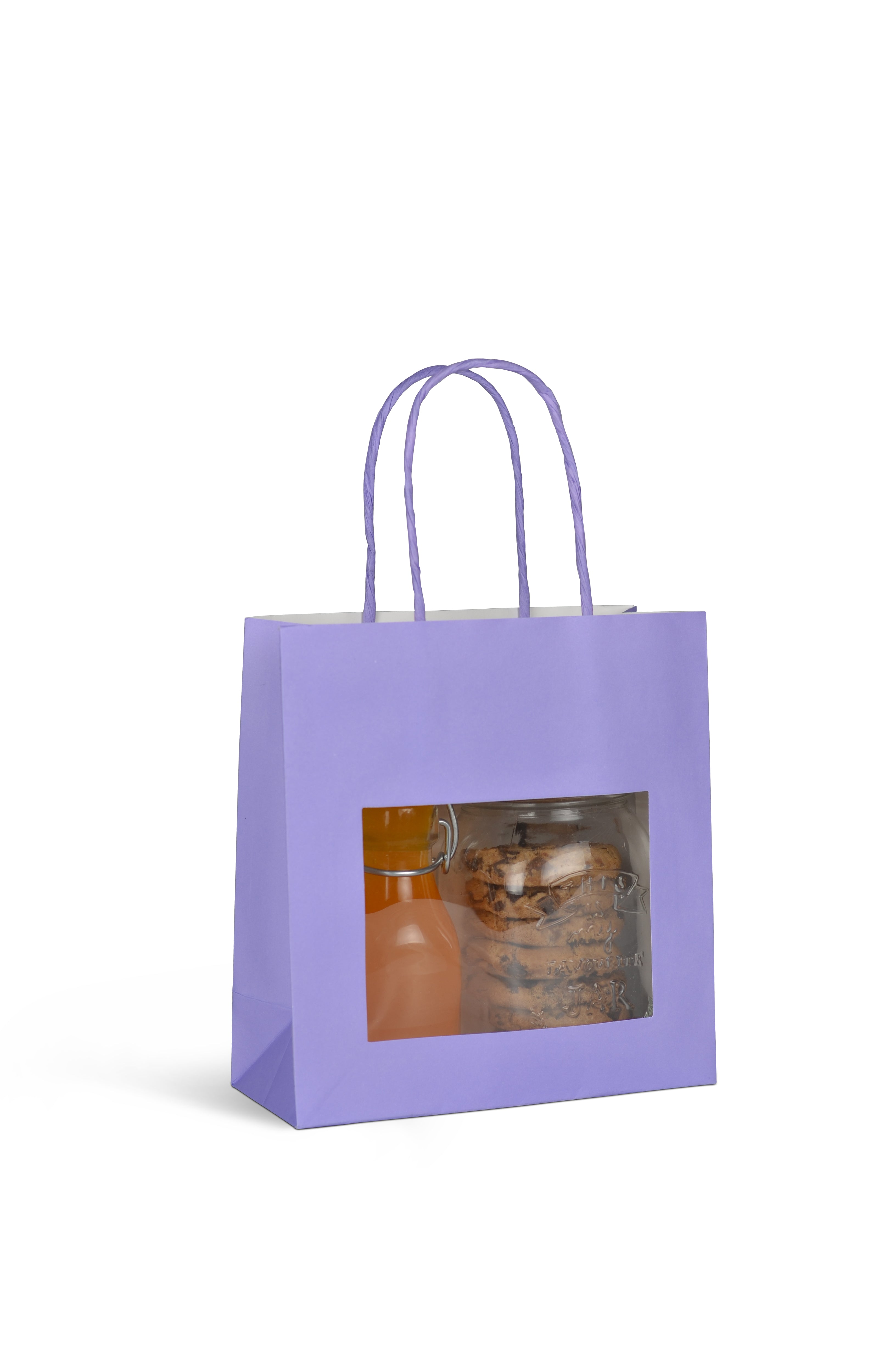 DittaDisplay Retail Solution | Sacs kraft 175gr avec fenêtre poignée torsadée 3 formats 5 couleurs Kraft bags 175gr with window twisted handle 3 sizes 5 colors Kraftbeutel 175gr mit Fensterdrehgriff 3 Größen 5 Farben