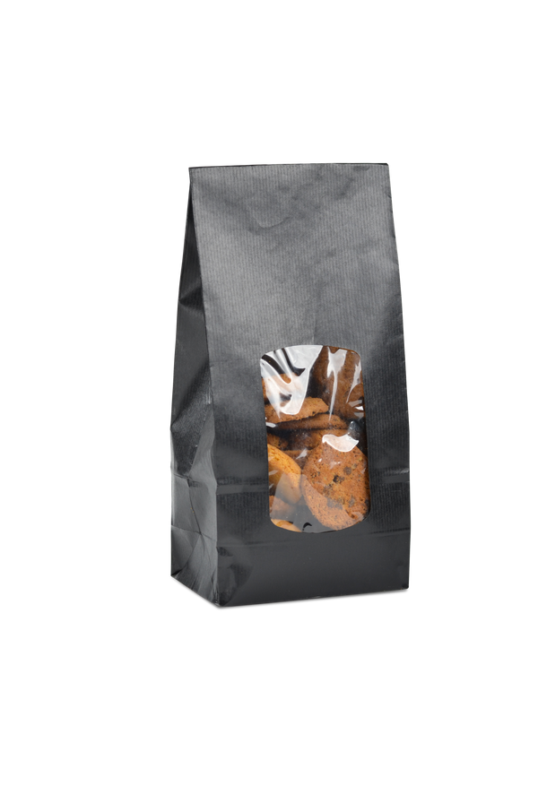 DittaDisplay Retail Solution | sac kraft alimentaire avec fenêtre couleur noir intense food kraft bag with window in intense black color Lebensmittelkraftbeutel mit Fenster in intensiver schwarzer Farbe