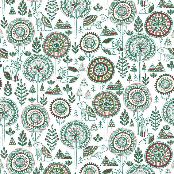 DittaDisplay Retail Solutions rouleau papier motifs noël forêt sur papier kraft couché Rolle weihnachtlich gemustertes Papier auf beschichtetem Kraftpapier paper roll with christmas motifs on coated kraft paper