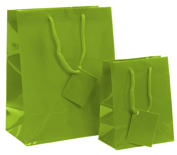 dittadisplay sac cabas luxe vert acidulé pelliculé poignée corde 128/190gr