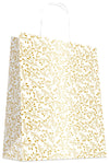 DittaDisplay Sacs kraft blanc motif végétal doré poignées torsadées weiße Krafttaschen mit goldenem Pflanzenmotiv, gedrehte Griffe white kraft bags with gold vegetable pattern and twisted handles