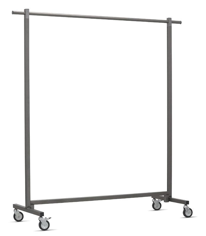 Portant hauteur fixe - roues Ø8cm Métal brut vernis mat