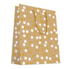 DittaDisplay Retail Solutions Sac kraft cartonné 180gr avec motif à pois blanc et or métallisé brillant Kraftkarton-Tasche 180gr mit weißem Punktemuster und glänzendem Metallic-Gold 180gr cardboard kraft bag with white and gold polka dot pattern