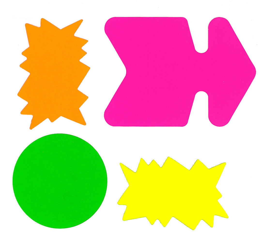 Dittadisplay Affiche carton fluo recto/verso rond fléche flash Poster aus fluo Karton Vorderseite / Rückseite rund Pfeil Blitzlicht Fluo cardboard poster recto/verso round arrow flash
