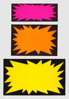 DittaDisplay Etiquette "flash" fluo rose orange jaune Fluorescent "flash" label pink orange yellow Fluoreszierendes "Blitz"-Etikett rosa orange gelb 35x90mm 60x90mm 70x120mm