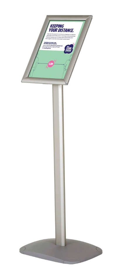 DittaDisplay - Présentoir incliné avec pied droit et cadre de présentation Schräges Display mit geradem Fuß und Displayrahmen Inclined display stand with straight leg and display frame