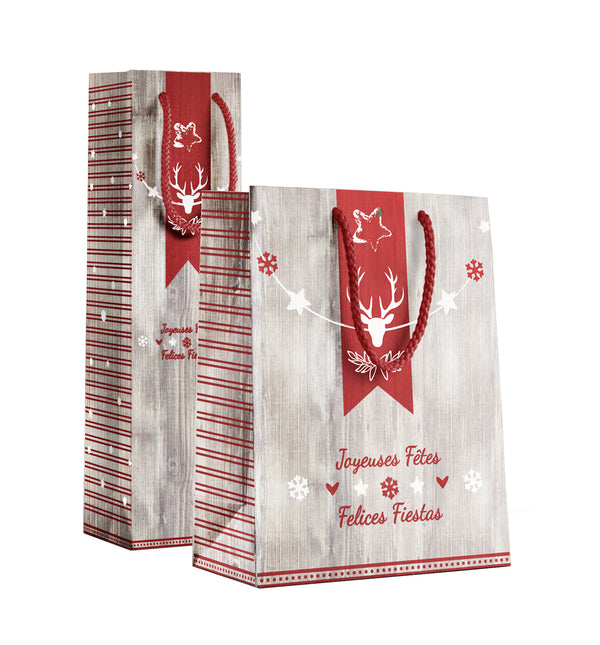 Ditta Display Retail Solutions sac cabas Noël kraft blanc impression bois flotté poignée corde weiße Kraft-Weihnachtstasche Schwemmholz Aufdruck Seilgriff white kraft Christmas tote bag driftwood print rope handle