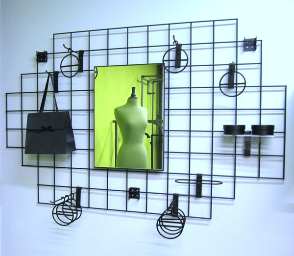 DittaDisplay grille fixation murale ou plafond 90x90cmnoir mat carrés 10x10cm wall or ceiling mounted grid matte black squares 10x10 Wand- oder Deckenmontagegitter mattes Schwarz Quadrate 10x10