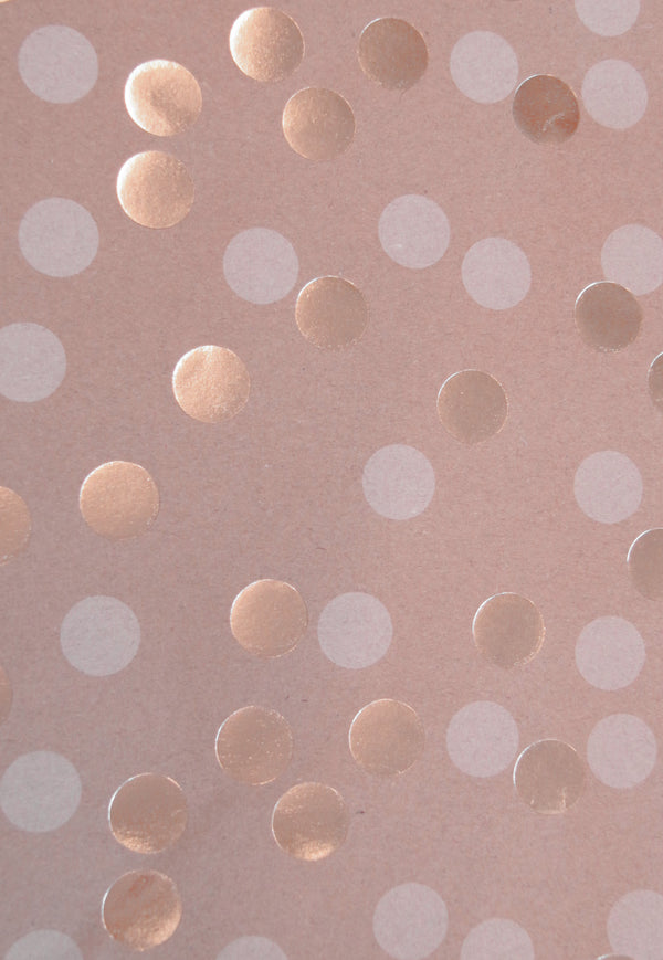 DittaDisplay Retail Solutions Sac kraft cartonné 180gr avec motif à pois blanc et or métallisé brillant Kraftkarton-Tasche 180gr mit weißem Punktemuster und glänzendem Metallic-Gold 180gr cardboard kraft bag with white and gold polka dot pattern