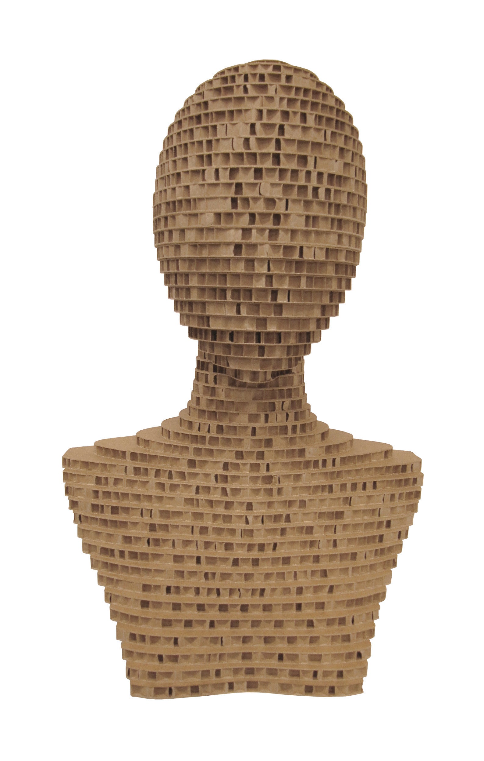 DittaDisplay Retail Solutions présentoir tête avec buste en matériau carton alvéolé kraft Display Kopf mit Büste aus Kraftkarton-Wabenmaterial display head with bust made of kraft honeycomb cardboard material