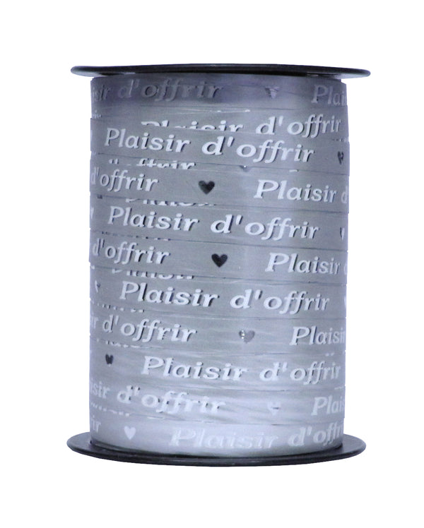 Bobine de bolduc imprimé «Plaisir d’offrir» 10mmx225m 4couleurs