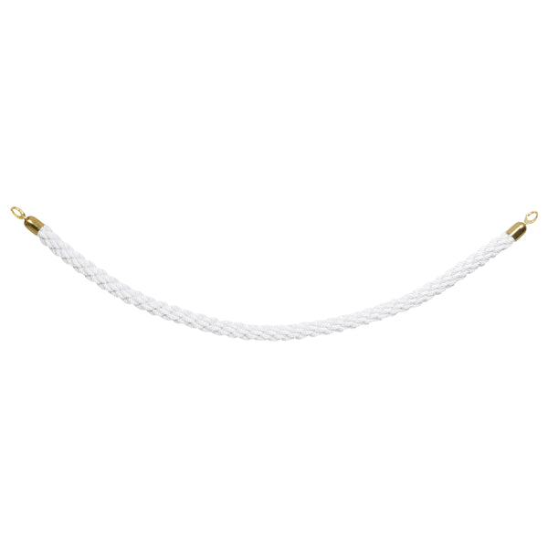 Corde tressée blanche pour poteau classique embouts dorés - 150 cm