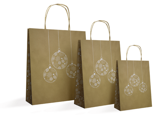 DittaDisplay Sac cabas biokraft Noël poignée torsadée FSC Christmas bag organic kraft Weihnachtstüte Bio-Kraftstoff