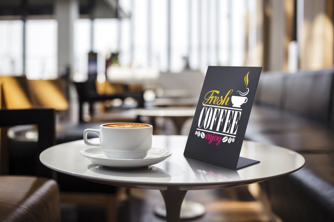 DittaDisplay Retail Solutions Ardoise de table verticale forme