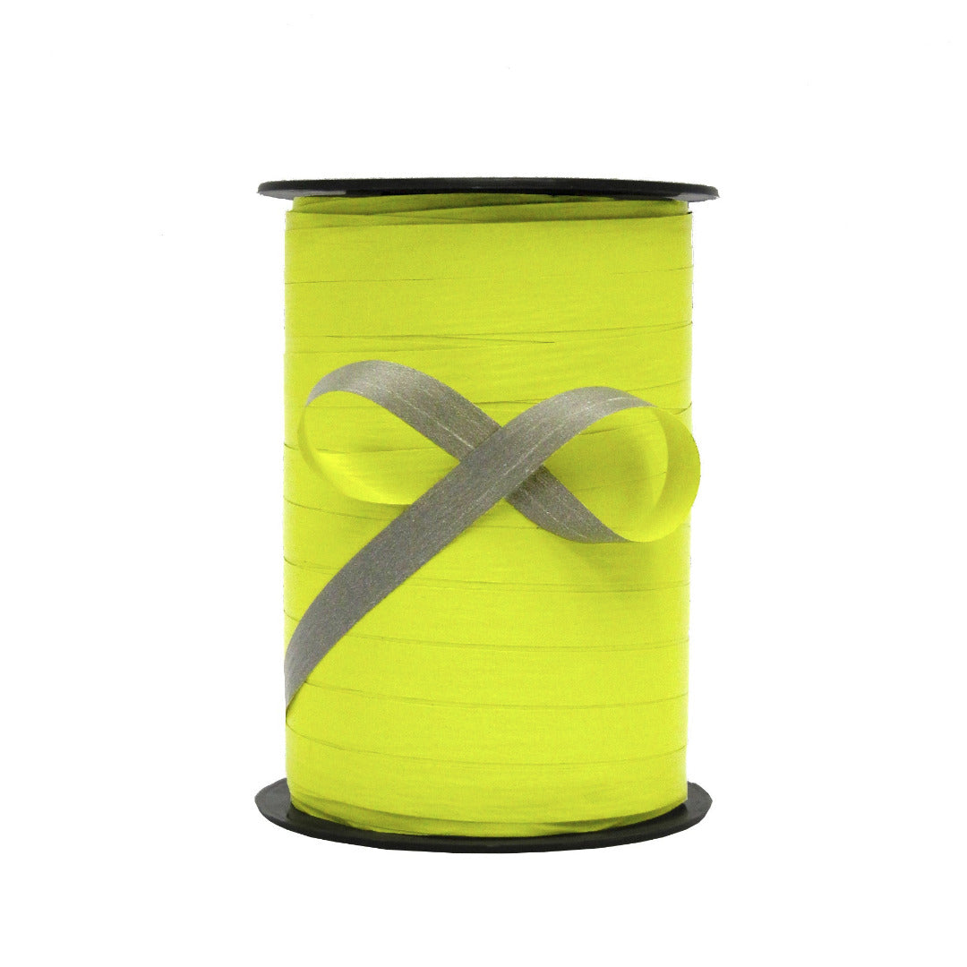 Bobine de bolduc bicolore recto-verso 10 mm x 250 m – jaune et gris pour emballages et décorations